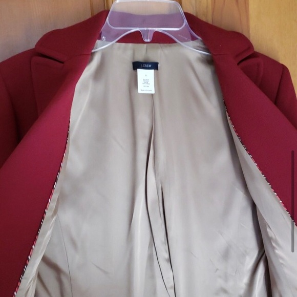 J. Crew Long Red Wool Coat  size 2 - Picture 4 of 5